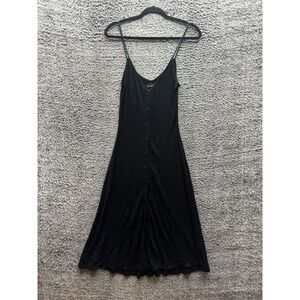 Reformation Casey Ribbed Knit Sleeveless A-Line Midi Dress Black Womens Size M